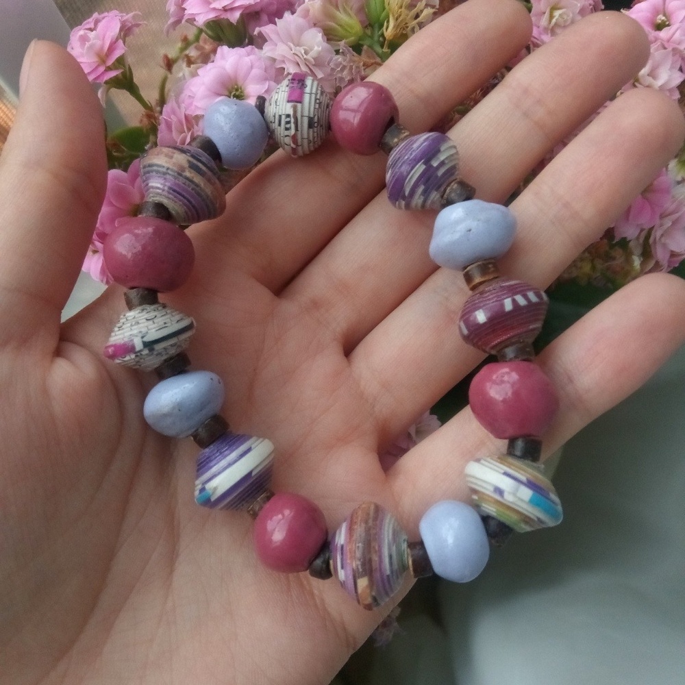 Handmade paper bead bracelet